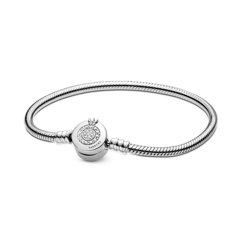 Brazalete Pandora Moments Cadena de Serpiente Corona O Resplandeciente Plata