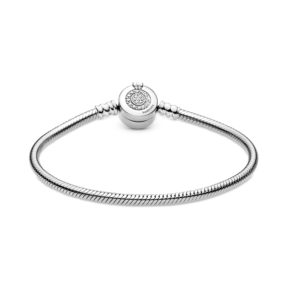 Brazalete Pandora Moments Cadena de Serpiente Corona O Resplandeciente Plata