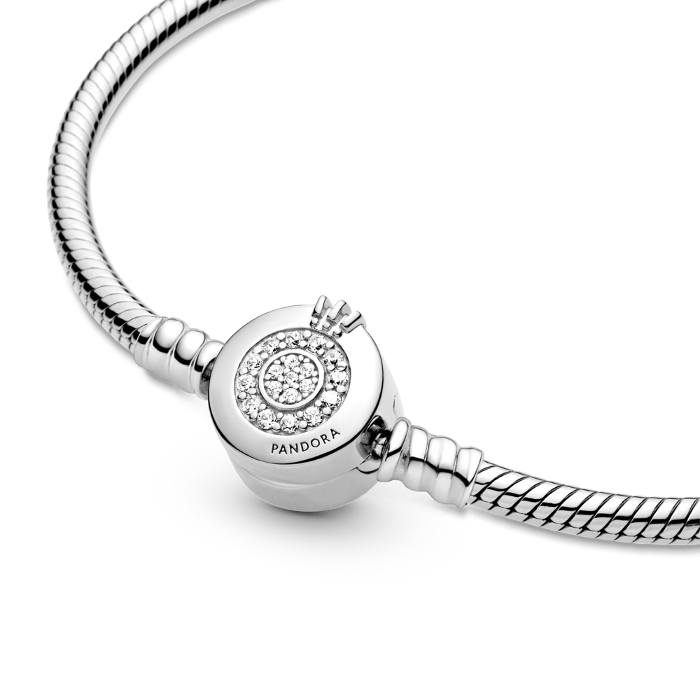 Brazalete Pandora Moments Cadena de Serpiente Corona O Resplandeciente Plata